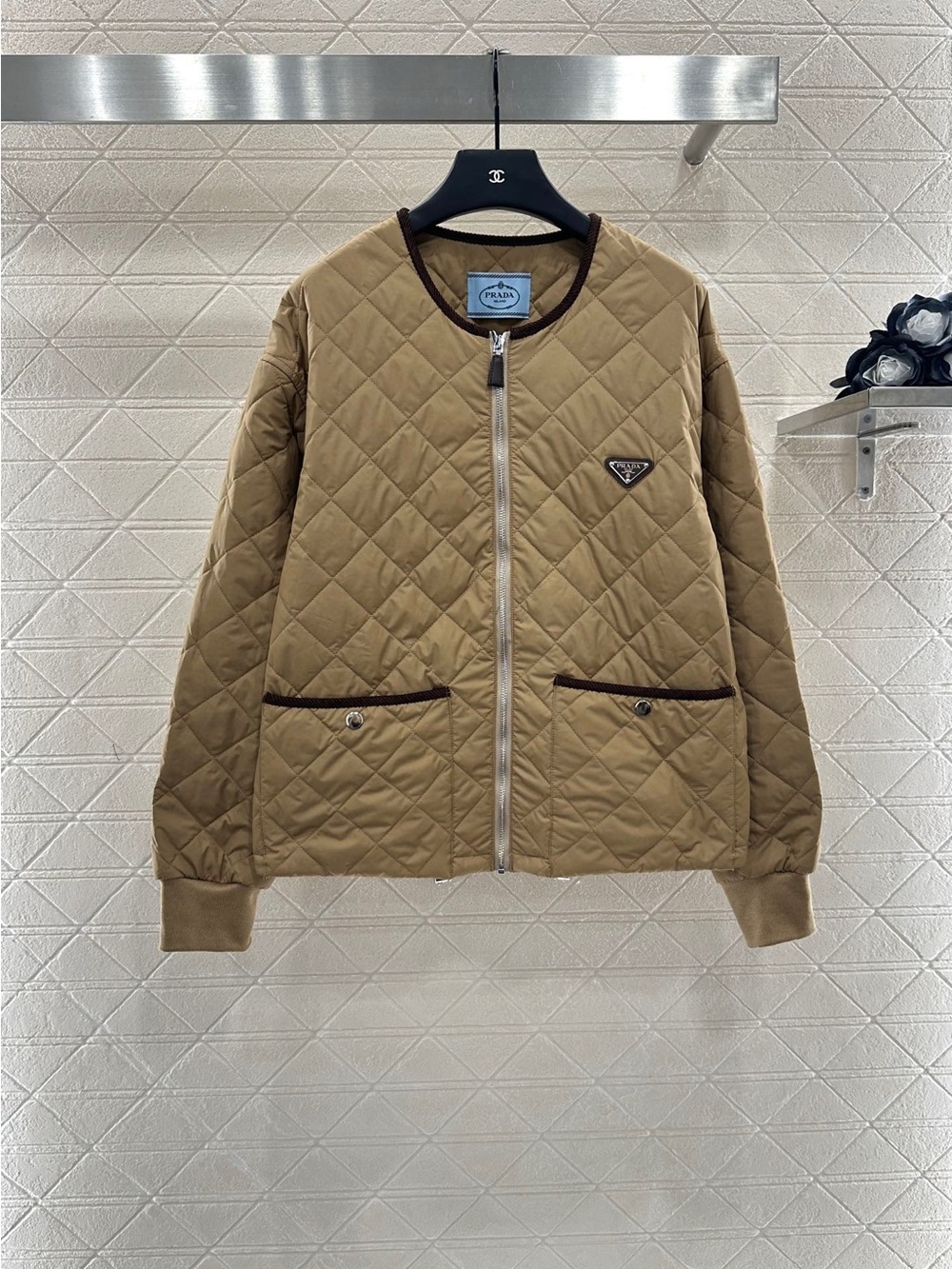 Prada Brown Wool Cropped Jacket Corduroy Collar
